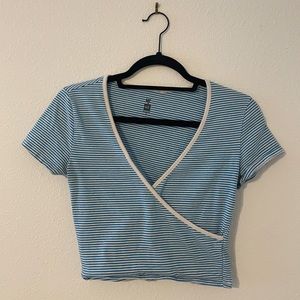 Me to We Pacsun blue and white striped crop top size S